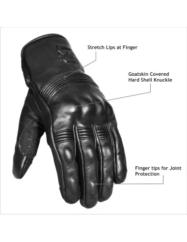 Guantes de Moto SATHIND SI-06 Cuero Negro Táctiles XXL