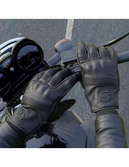 Guantes de Moto SATHIND SI-06 Cuero Negro Táctiles XXL