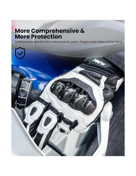 Guantes de motocicleta ILM GRC01 Cuero Transpirables M Blanco