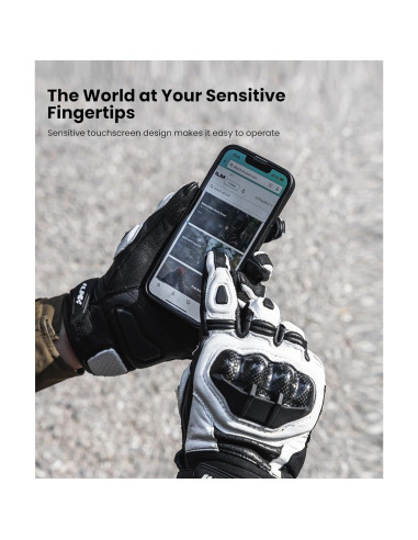 Guantes de motocicleta ILM GRC01 Cuero Transpirables M Blanco