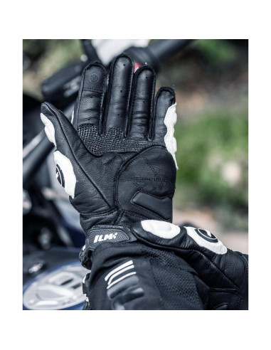 Guantes de motocicleta ILM GRC01 Cuero Transpirables M Blanco