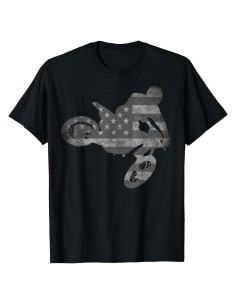 Camiseta de Motocross Bandera Americana para Hombres - Negro