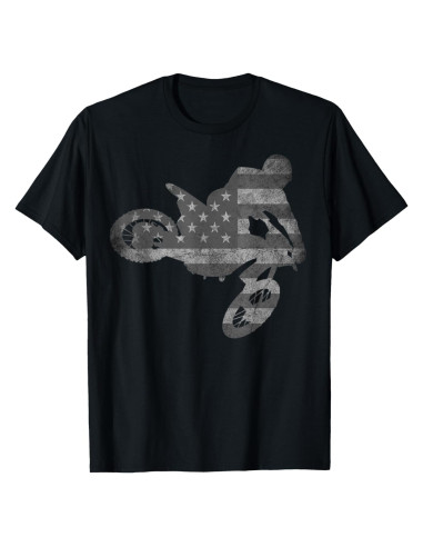 Camiseta de Motocross Bandera Americana para Hombres - Negro
