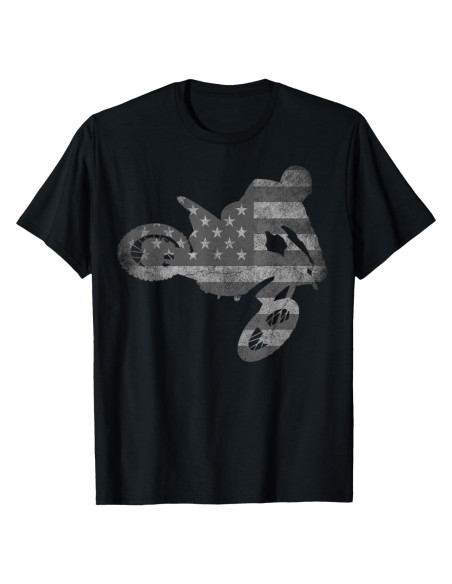 Camiseta de Motocross Bandera Americana para Hombres - Negro