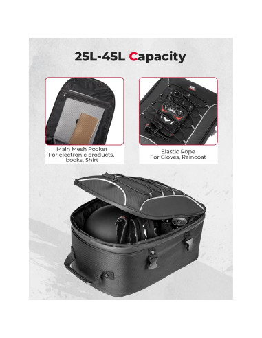 Bolsa de Cola KEMIMOTO para Motocicleta 25-45L Impermeable
