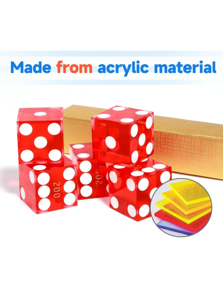 Dados de Casino GSE Set de 5 Rojo 19mm Alta Precisión