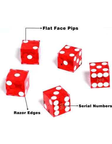 Dados de Casino GSE Set de 5 Rojo 19mm Alta Precisión