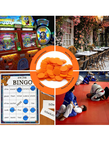 Juego de 100 Fichas de Plástico Naranja Estrellado 25 mm