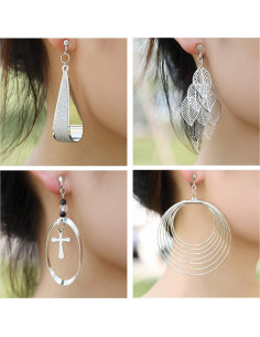 15 Pares de Pendientes de Clip Plateados Hipoalergénicos 2