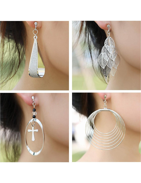 15 Pares de Pendientes de Clip Plateados Hipoalergénicos