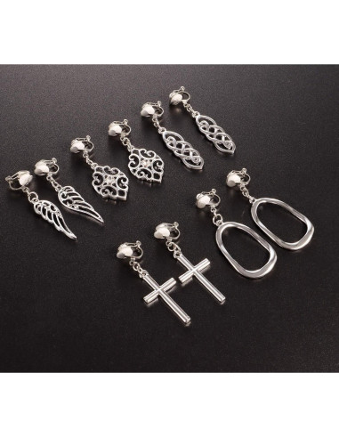 15 Pares de Pendientes de Clip Plateados Hipoalergénicos