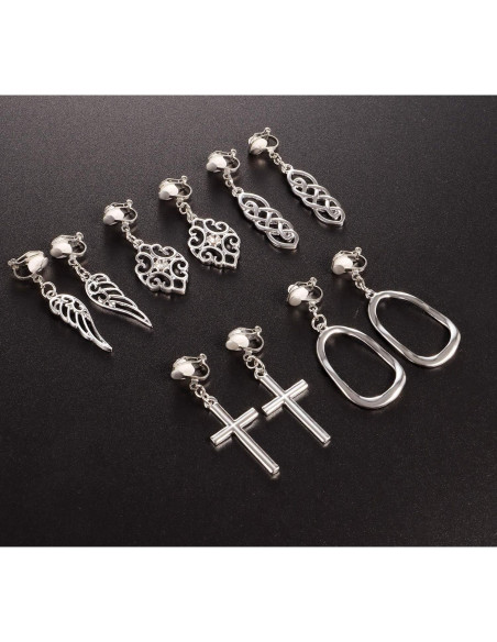 15 Pares de Pendientes de Clip Plateados Hipoalergénicos