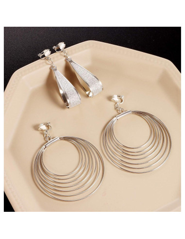 15 Pares de Pendientes de Clip Plateados Hipoalergénicos