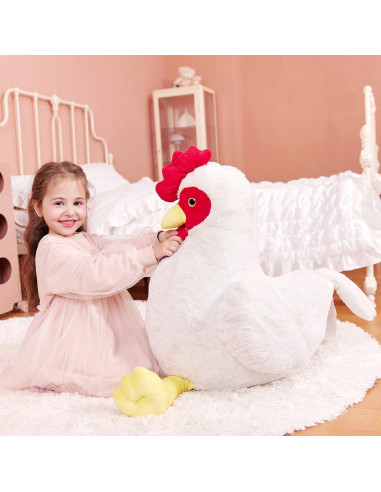 IKASA Peluche Gigante de Pollo 60 cm Suave y Esponjoso