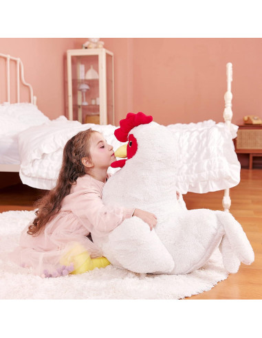 IKASA Peluche Gigante de Pollo 60 cm Suave y Esponjoso