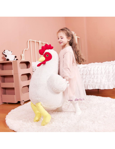 IKASA Peluche Gigante de Pollo 60 cm Suave y Esponjoso