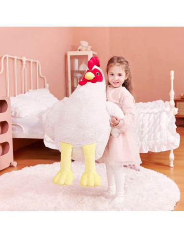 IKASA Peluche Gigante de Pollo 60 cm Suave y Esponjoso