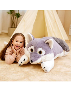 IKASA Peluche Gigante de Lobo 76 cm Suave y Lavable 2