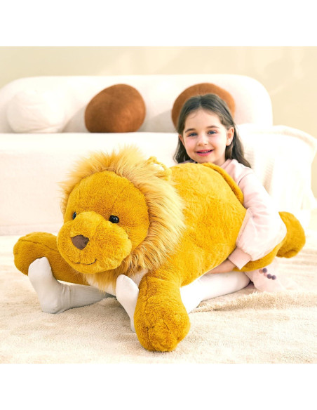 Peluche León Gigante IKASA 76 cm Suave y Esponjoso