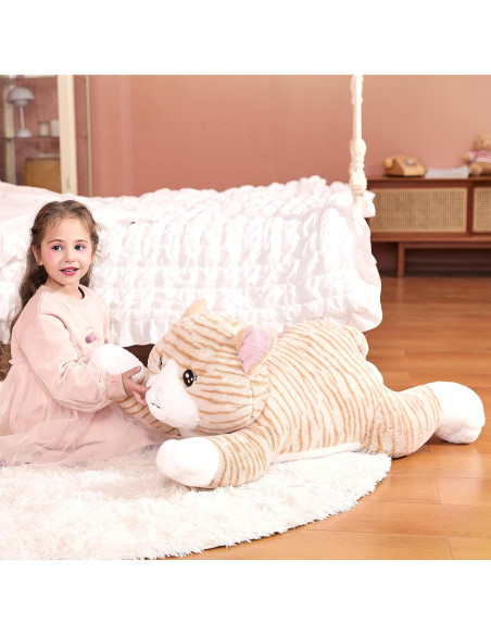 Gato de Peluche Gigante IKASA 77.8x30x25cm Suave Naranja