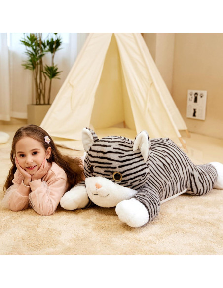 IKASA Gato Gigante Rayado de Peluche 76 cm Suave