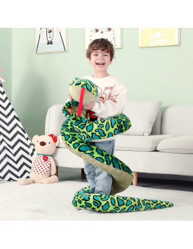 Serpiente de Peluche Gigante IKASA 106 cm Suave y Lavable