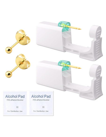 Kit de Perforación de Orejas YINPAD 2 pcs con Aretes Dorados 3 mm Kit de Perforación de Orejas YINPAD 2 pcs con Aretes Dorados 3 mm