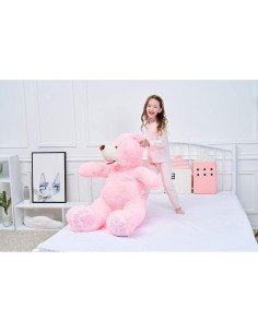 Osito de Peluche Gigante IKASA Rosa 100 cm Suave y Lavable 2