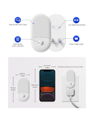 Luz Nocturna LED LOHAS Azul 0.6W Brillo Ajustable 30/60LM
