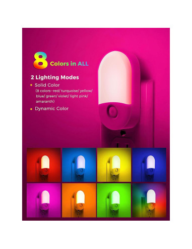 Luz Nocturna LOHAS RGB 2 Piezas con Sensor de Luz