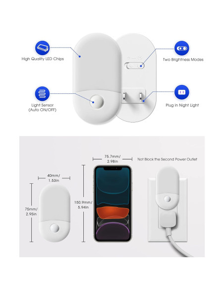 Luz Nocturna LED LOHAS Azul 0.6W Brillo Ajustable 30/60LM