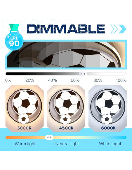 Luz de Techo LED Fútbol YCMGEAD 50cm Luz Nocturna 65W