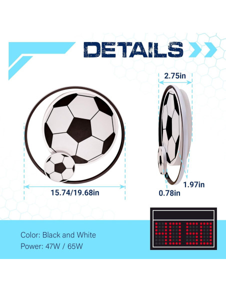 Luz de Techo LED Fútbol YCMGEAD 50cm Luz Nocturna 65W