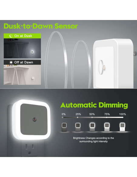 Luz Nocturna Enchufable Sujeet 4 Piezas LED 50 Lumen