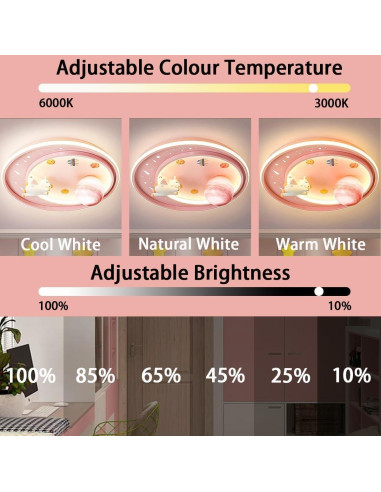 Luz de Techo LED Unicornio Dayaerya 62W Regulable Rosa