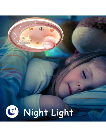 Luz de Techo LED Unicornio Dayaerya 62W Regulable Rosa