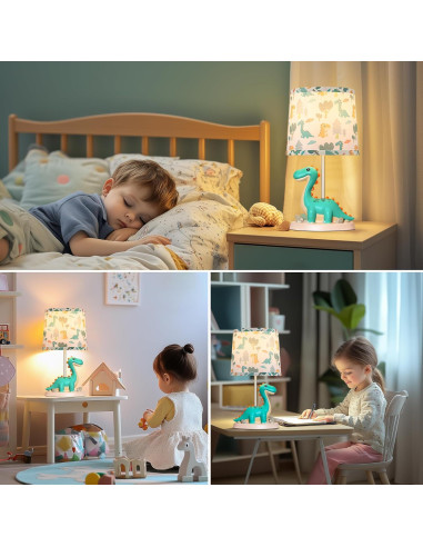 Lámpara de mesa dinosaurio verde Hamucd 22.86x22.86 cm LED
