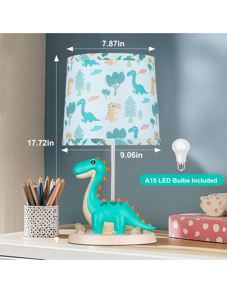 Lámpara de mesa dinosaurio verde Hamucd 22.86x22.86 cm LED