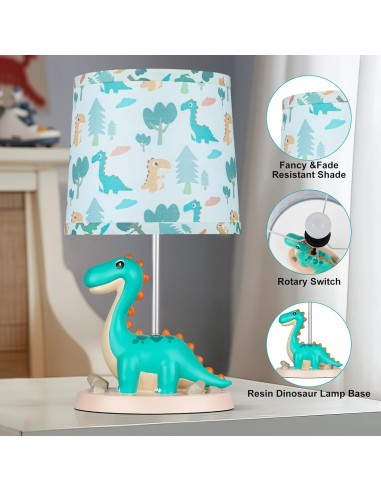 Lámpara de mesa dinosaurio verde Hamucd 22.86x22.86 cm LED