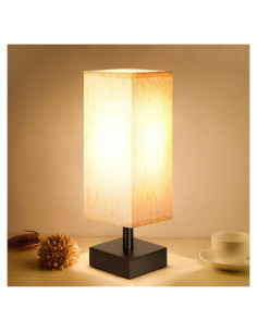 Lámpara de Mesa Minimalista Aooshine 33.5 cm Tela Beige