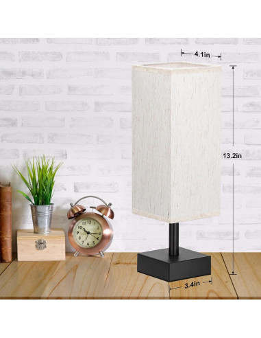 Lámpara de Mesa Minimalista Aooshine 33.5 cm Tela Beige