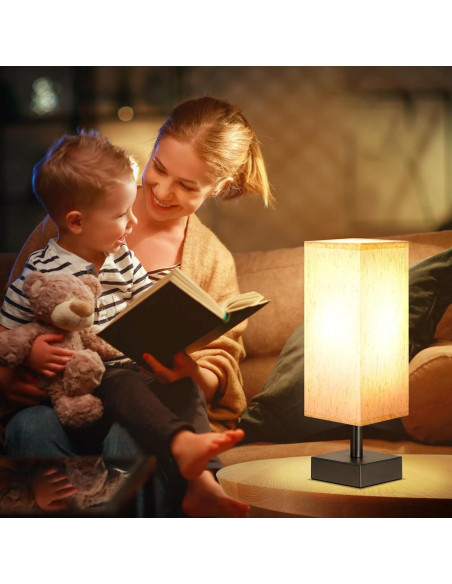 Lámpara de Mesa Minimalista Aooshine 33.5 cm Tela Beige