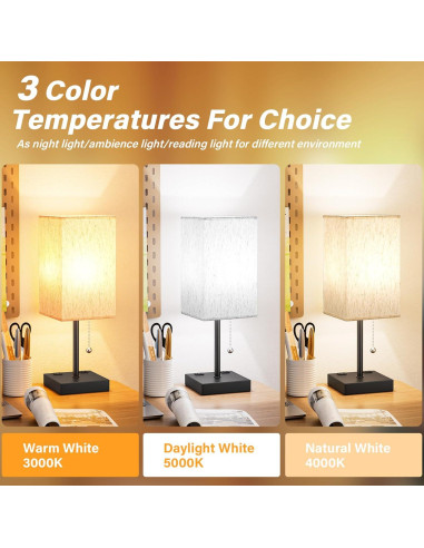 Lámpara de Mesa Aooshine con Puertos USB y 3 Temperaturas
