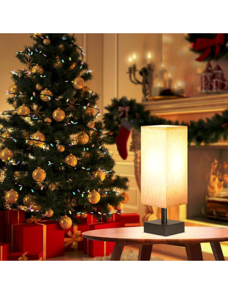 Lámpara de Mesa Minimalista Aooshine 33.5 cm Tela Beige