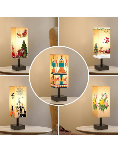 Lámpara de Mesa Minimalista Aooshine 33.5 cm Tela Beige