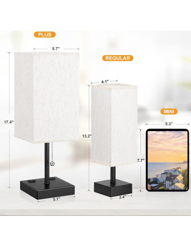 Lámpara de Mesa Aooshine con Puertos USB y 3 Temperaturas