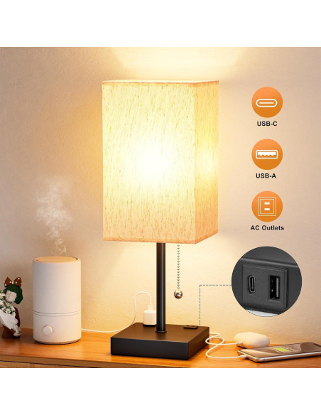 Lámpara de Mesa Aooshine con Puertos USB y 3 Temperaturas