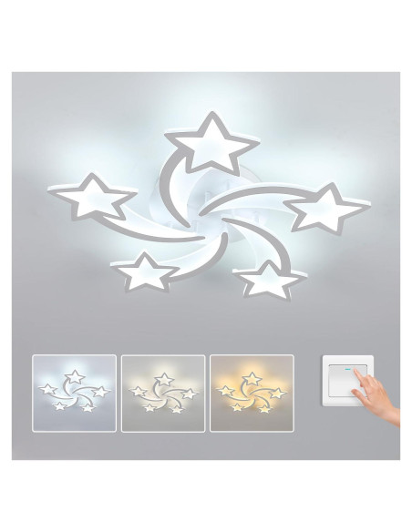 Luz de Techo Goeco Kids Estrella LED 50W 3 Modos 67cm