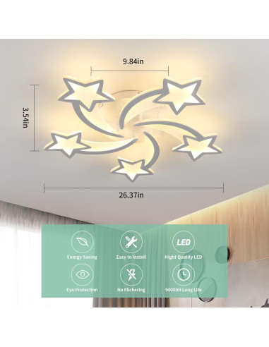 Luz de Techo Goeco Kids Estrella LED 50W 3 Modos 67cm