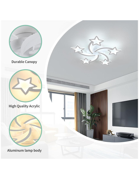 Luz de Techo Goeco Kids Estrella LED 50W 3 Modos 67cm